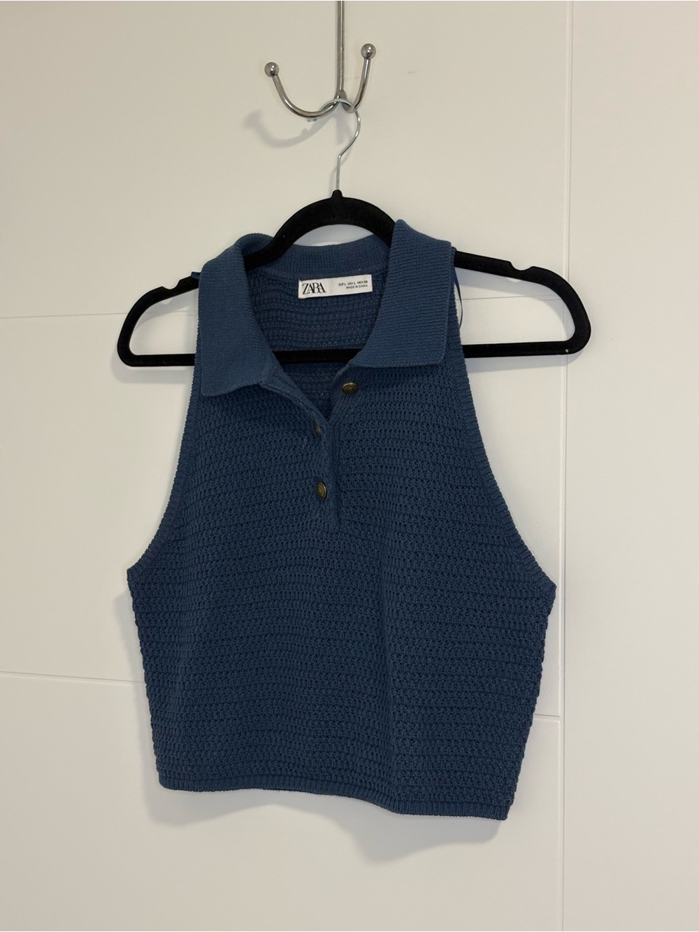 Zara Slate Blue Knit Polo Tank